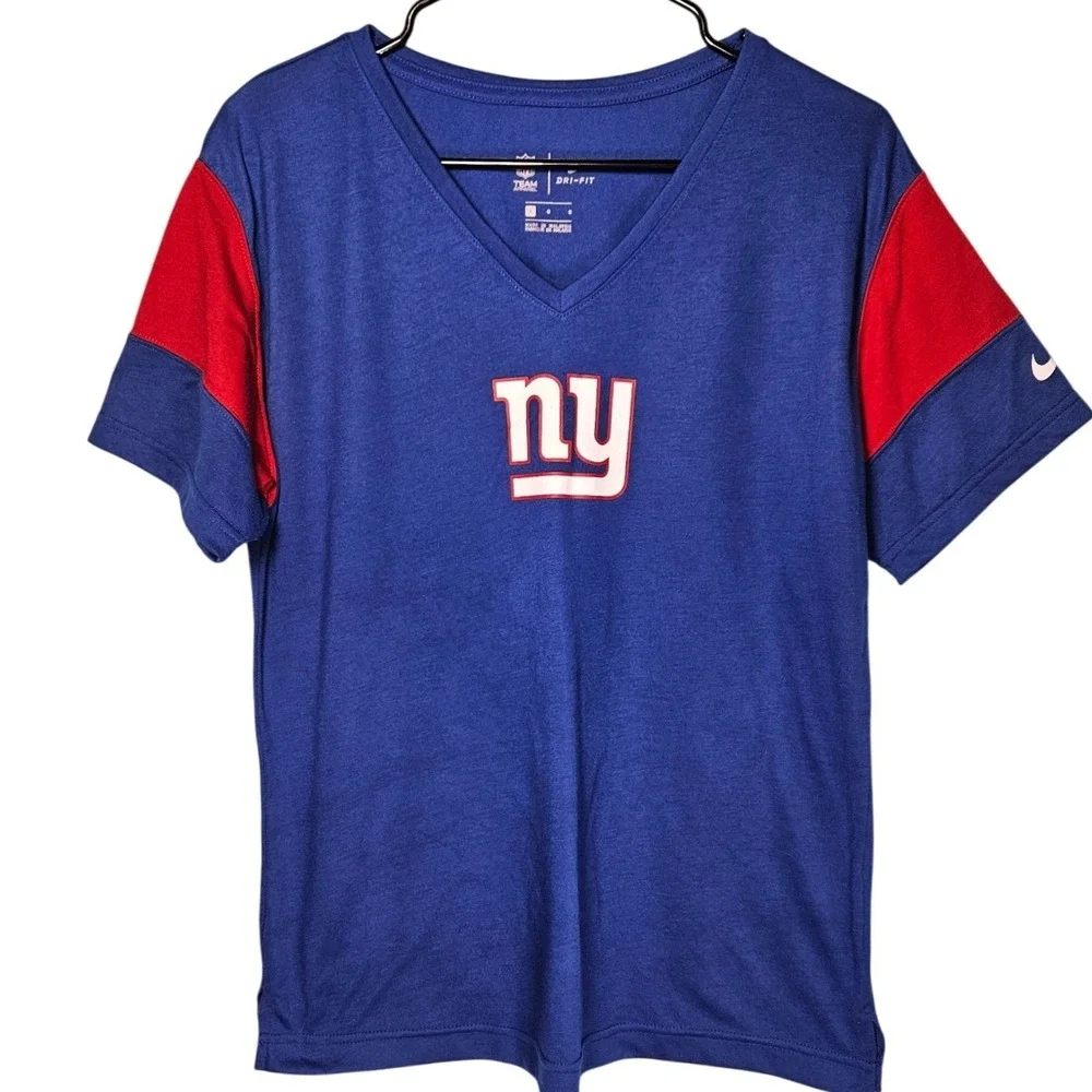 Nike NFL New York Giants Dri-FIT V-Neck Tee Womens Large Football Fan Gear